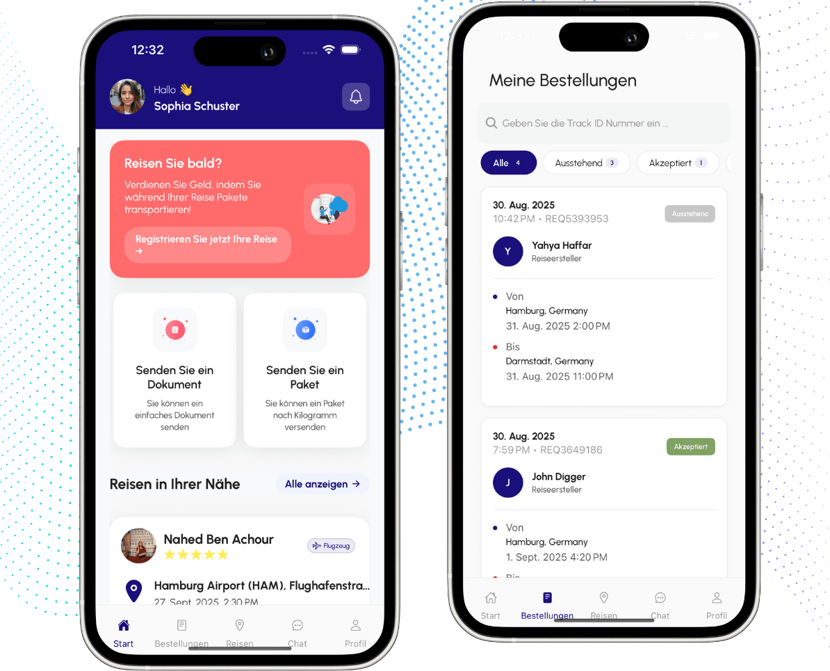 SendPal mobile app's UI