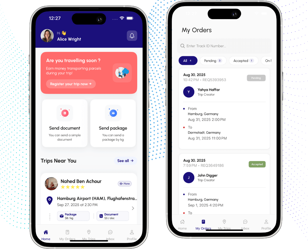 SendPal mobile app's UI